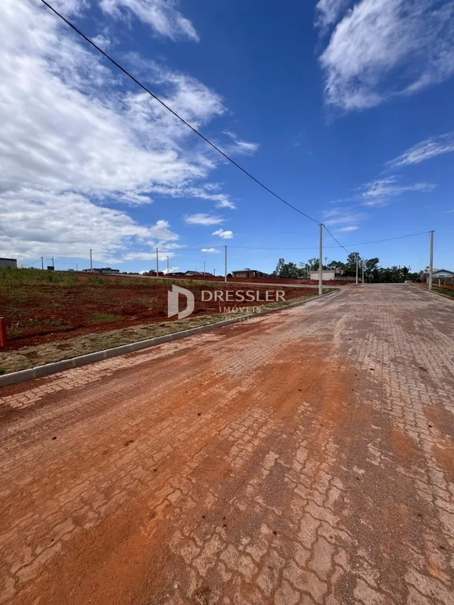 Vista de uma estrada de terra em uma área rural.