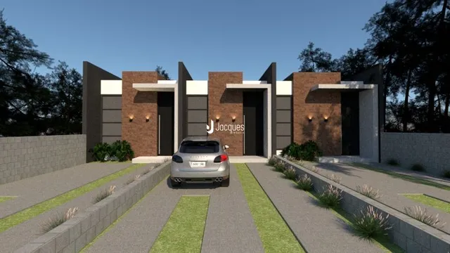 Fachada moderna de uma casa em Lajeado, Brasil.