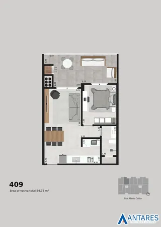 Apartamento com 1 dormitório, foto 2