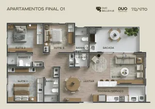 Apartamento com 3 dormitórios, foto 1