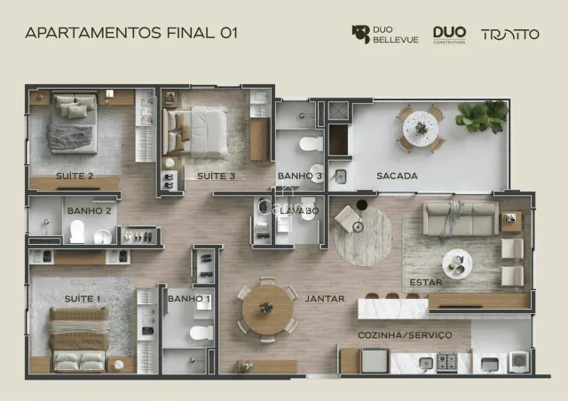 Apartamento com 3 dormitórios