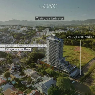 Vista aérea de um complexo de apartamentos na região de Lajeado.