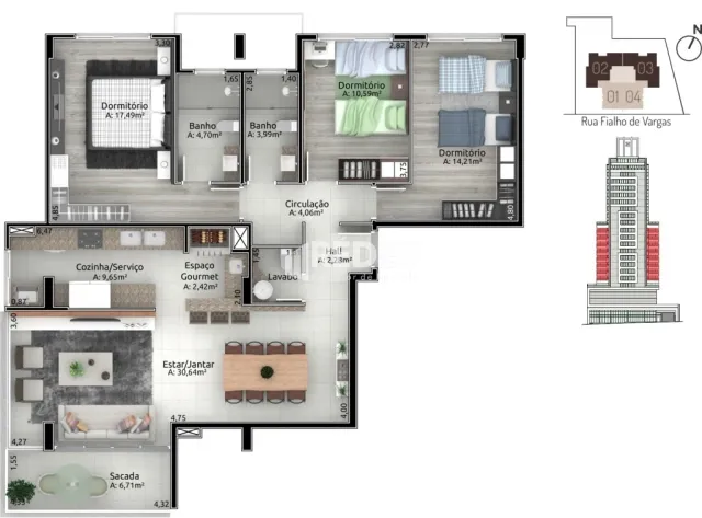 Apartamento com 3 dormitórios, foto 3