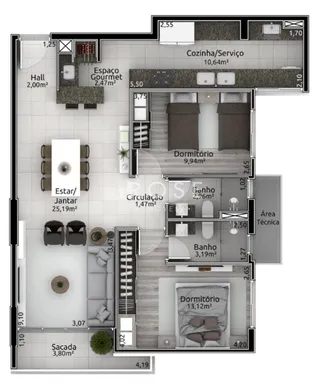 Apartamento com 2 dormitórios, foto 2