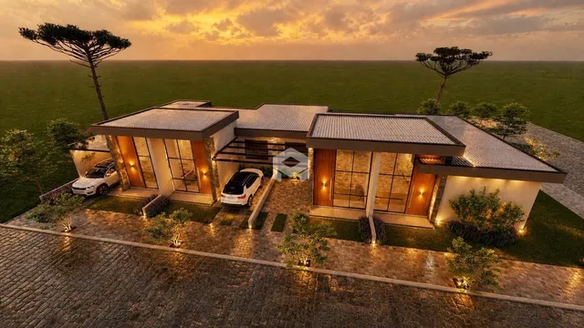 Vista externa de uma casa moderna em Lajeado, Brasil.