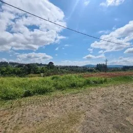 Paisagem de campo aberta sob um céu azul com nuvens.