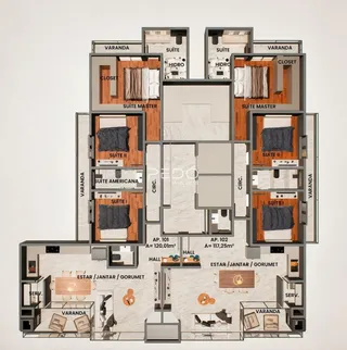 Este é o layout de um apartamento em Lajeado, Brasil.