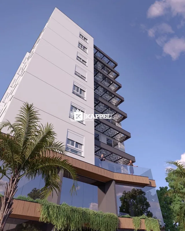 Fachada moderna de um edifício residencial em Lajeado, Brasil.