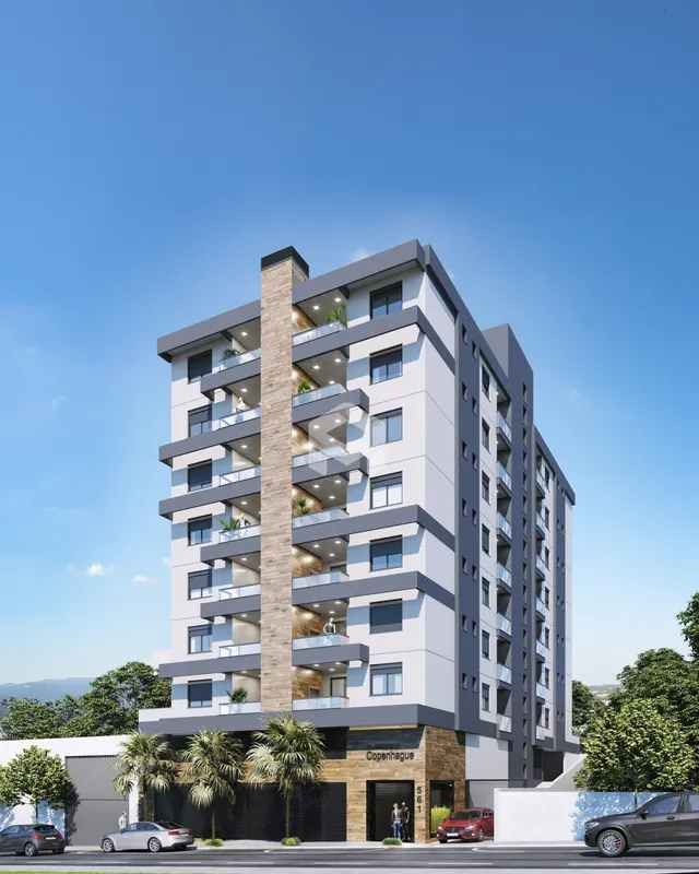 Fachada de um prédio residencial moderno em Lajeado.