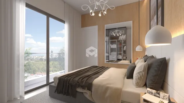 Quarto com vista para o mar.