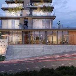 Fachada moderna de um edifício residencial com grandes janelas em Lajeado.