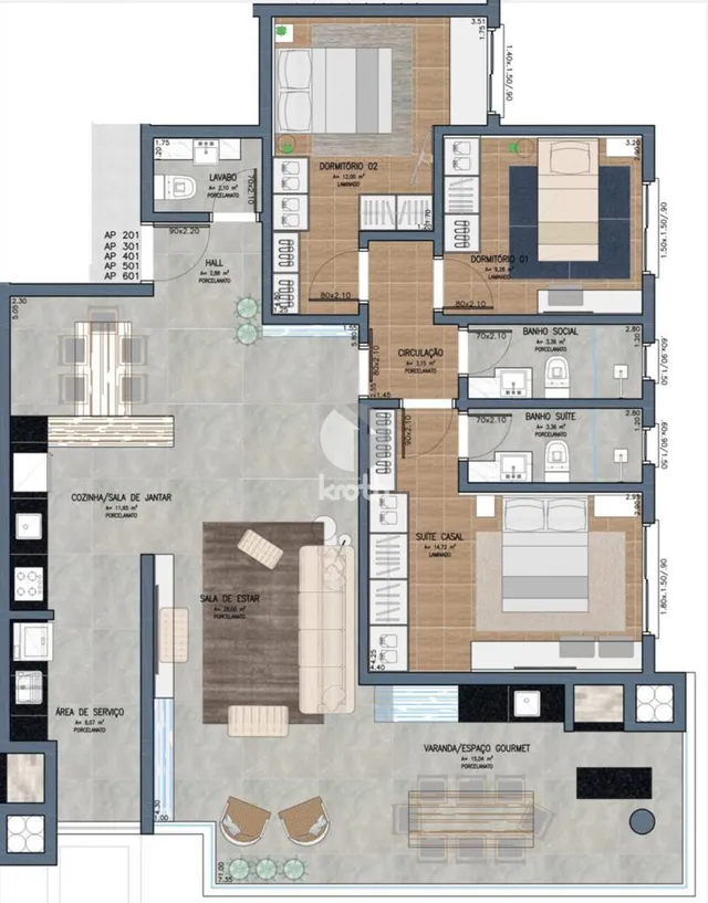 Apartamento com 3 dormitórios, foto 4