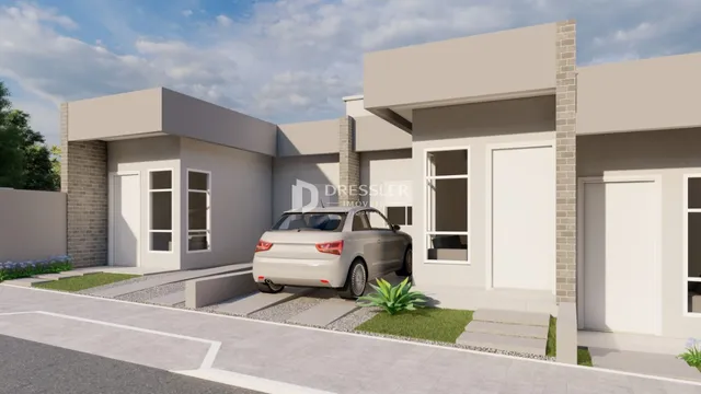 Fachada de uma casa moderna em Lajeado, Brasil.