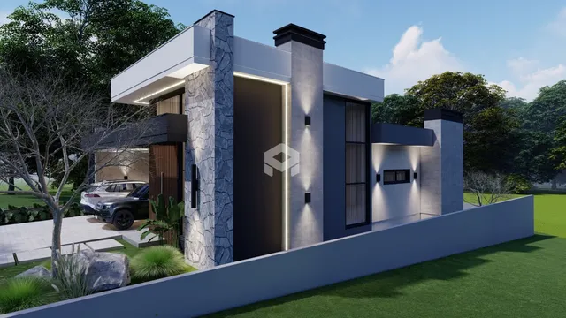 Fachada moderna de uma residência em Lajeado.
