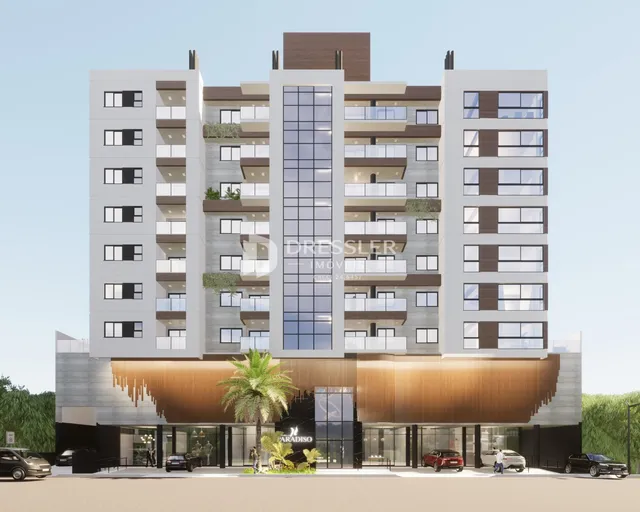 Fachada de um prédio residencial moderno em Lajeado, Brasil.