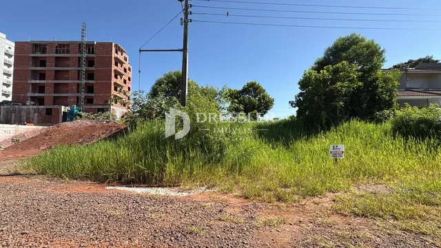 Vista externa de uma construção com vegetação alta no primeiro plano.