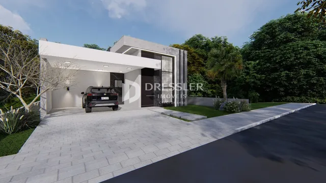 Fachada moderna de uma residência em Lajeado, Brasil.