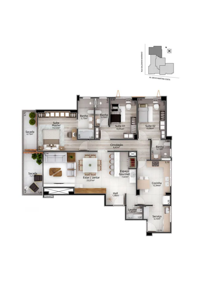 Apartamento com 3 dormitórios, foto 2
