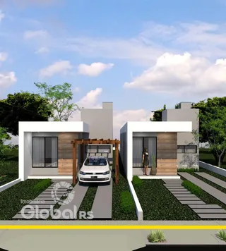 Fachada moderna de uma residência em Lajeado, Brasil.