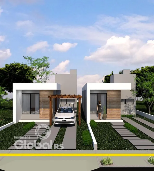 Fachada moderna de uma residência em Lajeado, Brasil.
