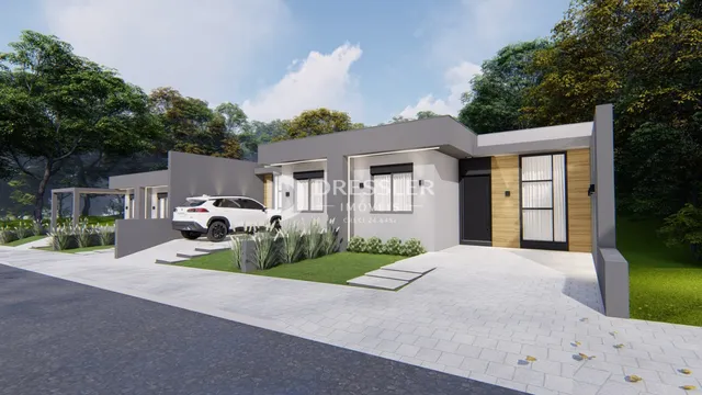 Fachada moderna de uma residência em Lajeado, Brasil.