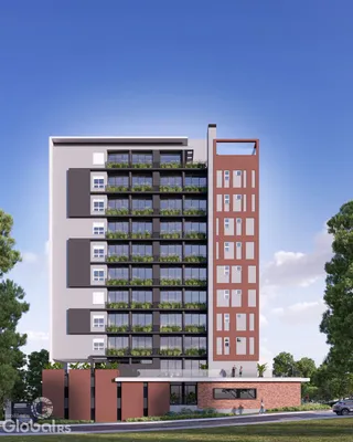 Fachada de um edifício residencial moderno em Lajeado, Brasil.