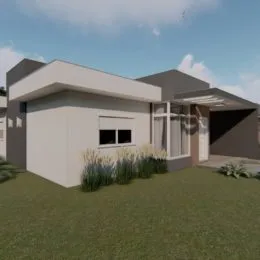 Fachada externa de uma casa moderna em Lajeado, Brasil.