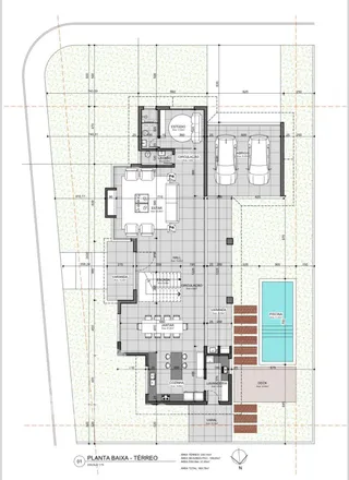 Planta baixa do térreo de uma residência em Lajeado, Brasil.