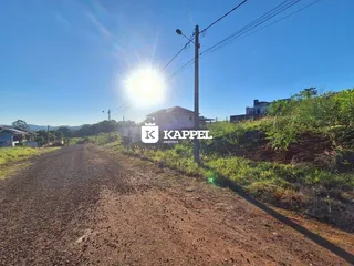 Vista externa de uma estrada de terra em uma área rural com vegetação ao fundo.