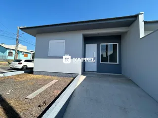 Fachada externa de uma casa moderna em Lajeado, Brasil.