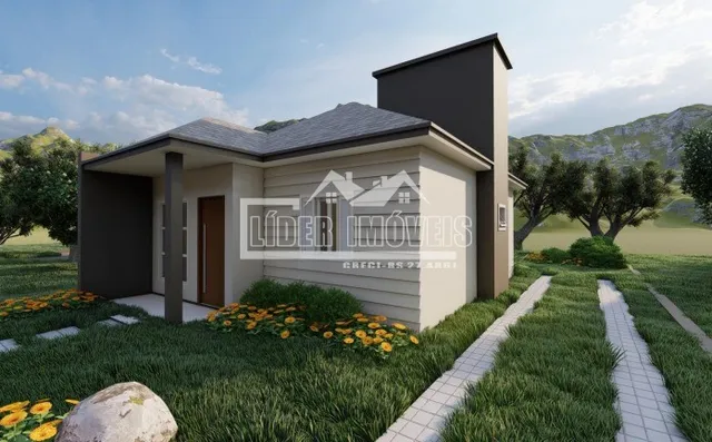 Fachada de uma residência moderna em Lajeado, Brasil.