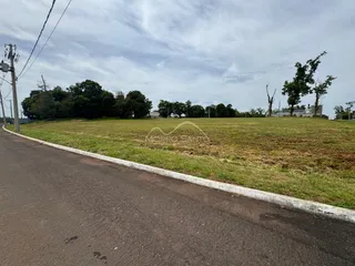 Vista de um terreno gramado ao lado de uma estrada.