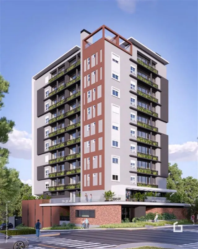 Fachada de um edifício residencial moderno em Lajeado, Brasil.