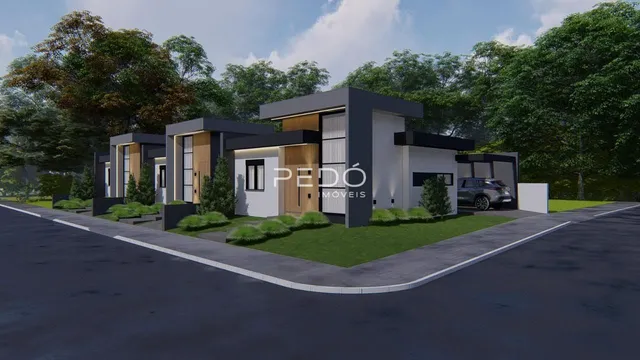 Fachada moderna de uma residência em Lajeado, Brasil.