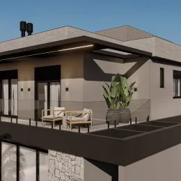 Fachada moderna de uma residência em Lajeado, Brasil, mostrando a área externa.