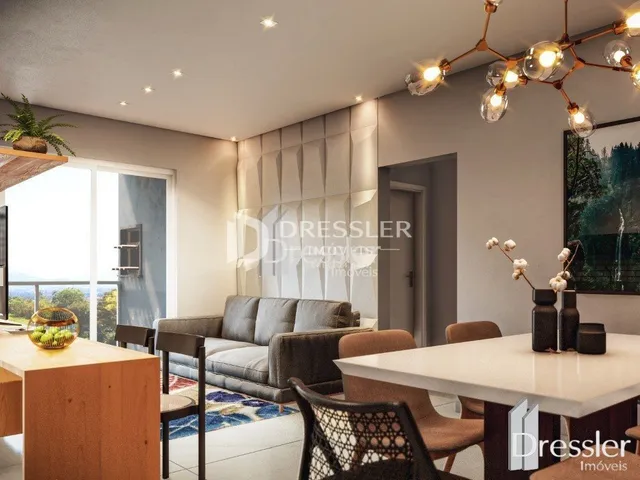 Sala de estar com sofá e mesa de madeira em um imóvel no Brasil.