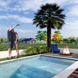 Foto da piscina externa de uma propriedade em Lajeado.
