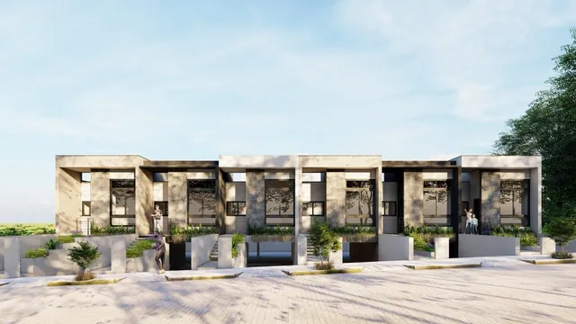Fachada moderna de uma residência em Lajeado, Brasil com jardim frontal.
