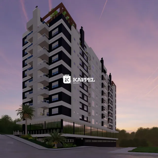 Fachada de um prédio residencial moderno em Lajeado, Brasil.