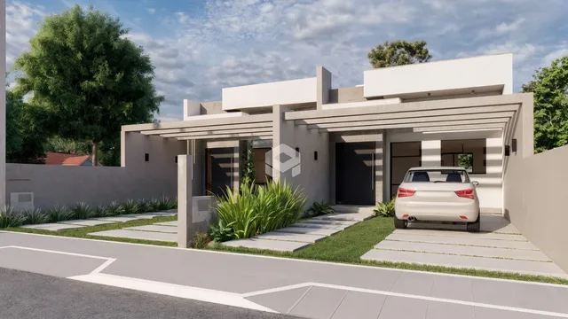 Fachada moderna de uma residência em Lajeado, Brasil.