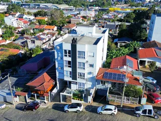 Vista aérea da fachada de um prédio residencial em Lajeado, Brasil.
