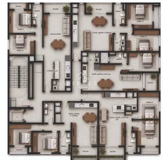 Planta baixa de um apartamento residencial em Lajeado, Brasil.