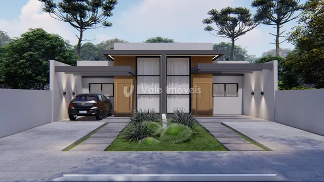 Foto da fachada de uma residência moderna em Lajeado.