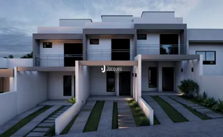 A fachada moderna de uma residência em Lajeado, Brasil.