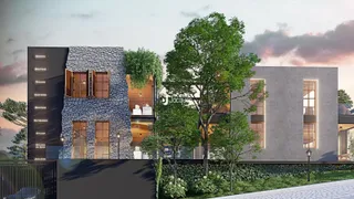 Fachada de um imóvel moderno em Lajeado, Brasil, com vegetação exuberante.