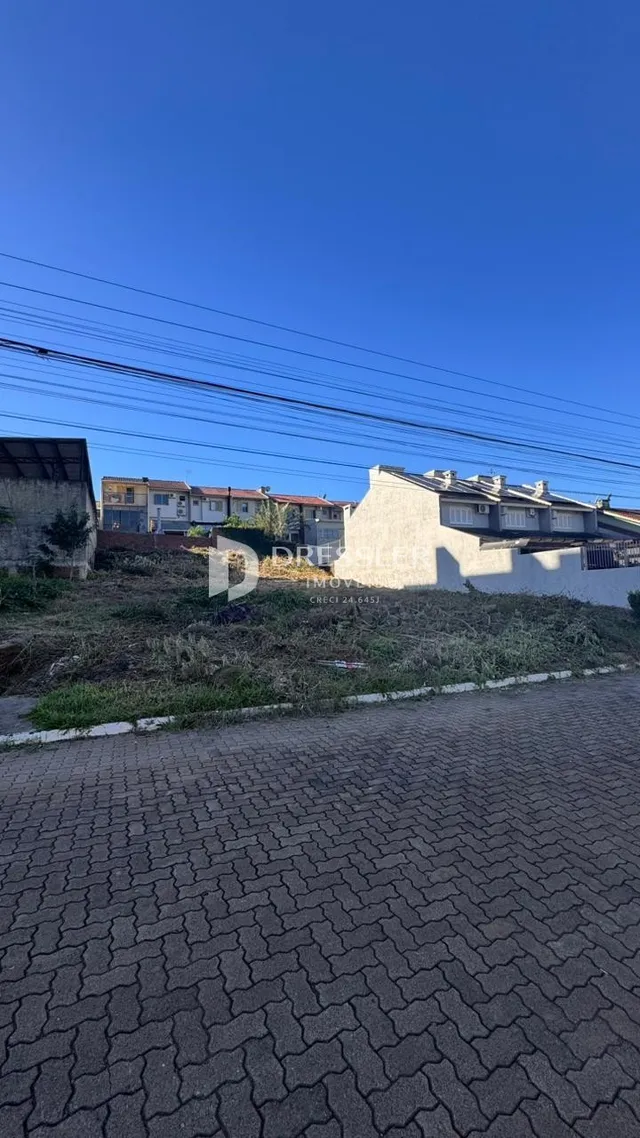 Vista externa de uma propriedade com muro branco e vegetação no primeiro plano.