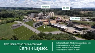 Vista aérea de um loteamento em Lajeado, Brasil.