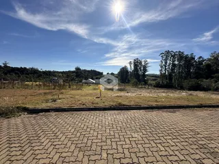 Vista da propriedade com vegetação e campo aberto.