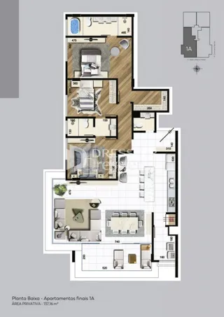 Planta baixa dos apartamentos finais 1A.
