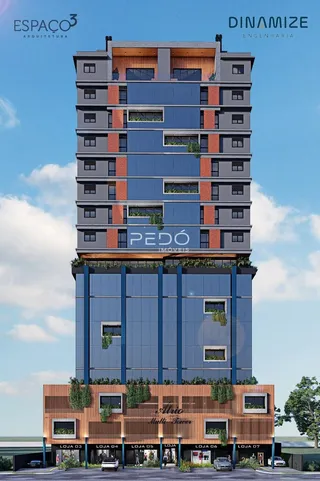 Fachada de um prédio residencial moderno em Lajeado, Brasil.
